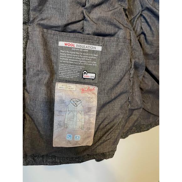 Woolrich Hooded Thumb Hole Wool Heavy Warm Winter Snow Jacket Gray Size Small - Picture 7 of 13